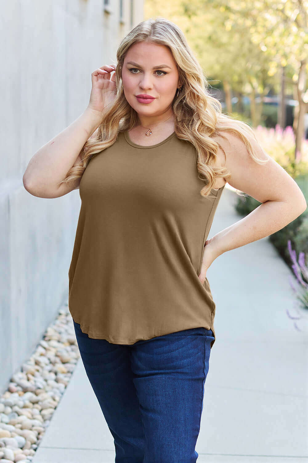 BASIC BAE Full Size Round Neck Tank at Bella Road