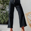 Bella Road Button Fly Cropped Jeans - Black