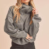 Aemi + Co Exposed Seam Half Zip Sweatshirt with Pockets - Dark Gray
