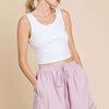 High Waist Drawstring Shorts - Mauve