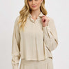 RISEN Button Down Long Sleeve Shirt - TAUPE