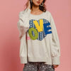 BiBi LOVE Heart Patch Slit French Terry Sweatshirt - Light Gray
