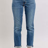 Judy Blue Full Size Mid Rise Skinny Cuff Jeans with Pockets Plus Size - Dark
