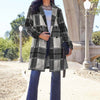 Double Take Plaid Button Up Lapel Collar Coat | Full Size - Black