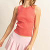 HYFVE Stretchy Ribbed Round Neck Sweater Tank - Coral