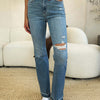 Judy Blue Mid Rise Destroyed Hem Distressed Jeans - Medium