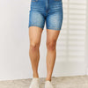 Judy Blue Tummy Control Double Button Bermuda Denim Shorts | Full Size - Medium
