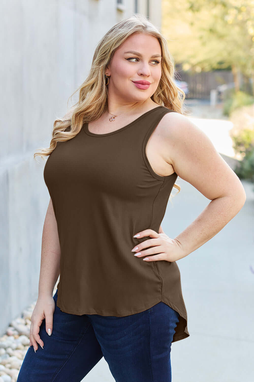 BASIC BAE Full Size Round Neck Tank at Bella Road