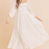 Aemi + Co Ruffled Smocked Square Neck Balloon Sleeve Dress - White
