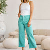 RFM Crop Chloe Full Size Tummy Control High Waist Raw Hem Jeans - Island Green