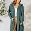 Basic Bae Hooded Sweater Cardigan - Teal