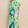 Floral Printed Slit Maxi Dress - Blue Yellow