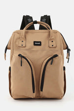 Beige Himawari waterproof backpack with multilayer pockets, ideal for staying organized and protected during outdoor adventures.