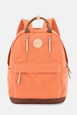 Orange waterproof backpack with multilayer pockets, perfect for everyday use and outdoor adventures.