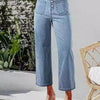 Bella Road Button Fly Cropped Jeans - Light Blue