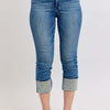 Judy Blue Full Size Skinny Cuff Capris Jeans with Pockets Plus Size - Medium