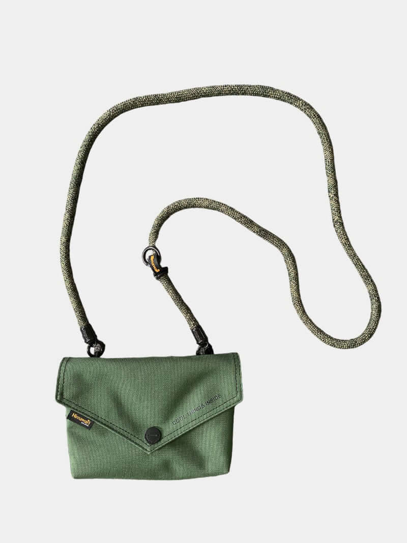 Himawari solid color envelope crossbody bag in green with removable strap for versatile styling.
