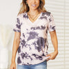 Double Take Tie-Dye V-Neck T-Shirt - Peach