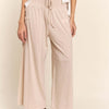 J.NNA Smocked Waist Boho Wide Leg Pants with Pockets - Light Beige