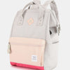 Himawari Contrast Waterproof Backpack Bag with External USB Port - Light Grey/Pink