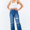 American Bazi High Waist Distressed Wide Leg Jeans - Blue