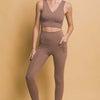 Love Tree High Waist Leggings with Side Pockets - Taupe