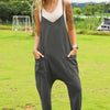 Double Take Sleeveless V-Neck Pocketed Jumpsuit | Full Size - Charcoal