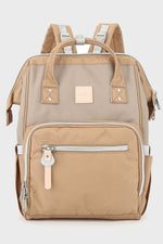 Himawari large waterproof canvas backpack in beige with side pockets for convenient storage and sleek design.