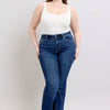 Judy Blue Full Size High Rise Flare Jeans with Pockets Plus Size - Dark