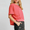 Umgee Full Size Lightweight Cropped Sweatshirt Plus Size - Strawberry