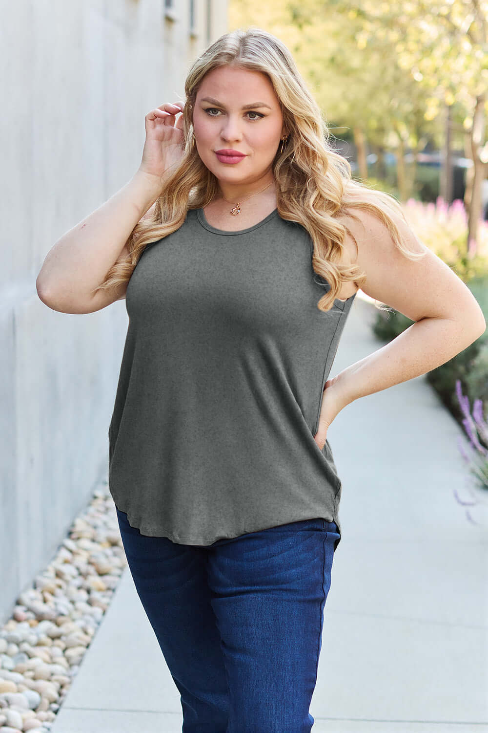 BASIC BAE Full Size Round Neck Tank at Bella Road