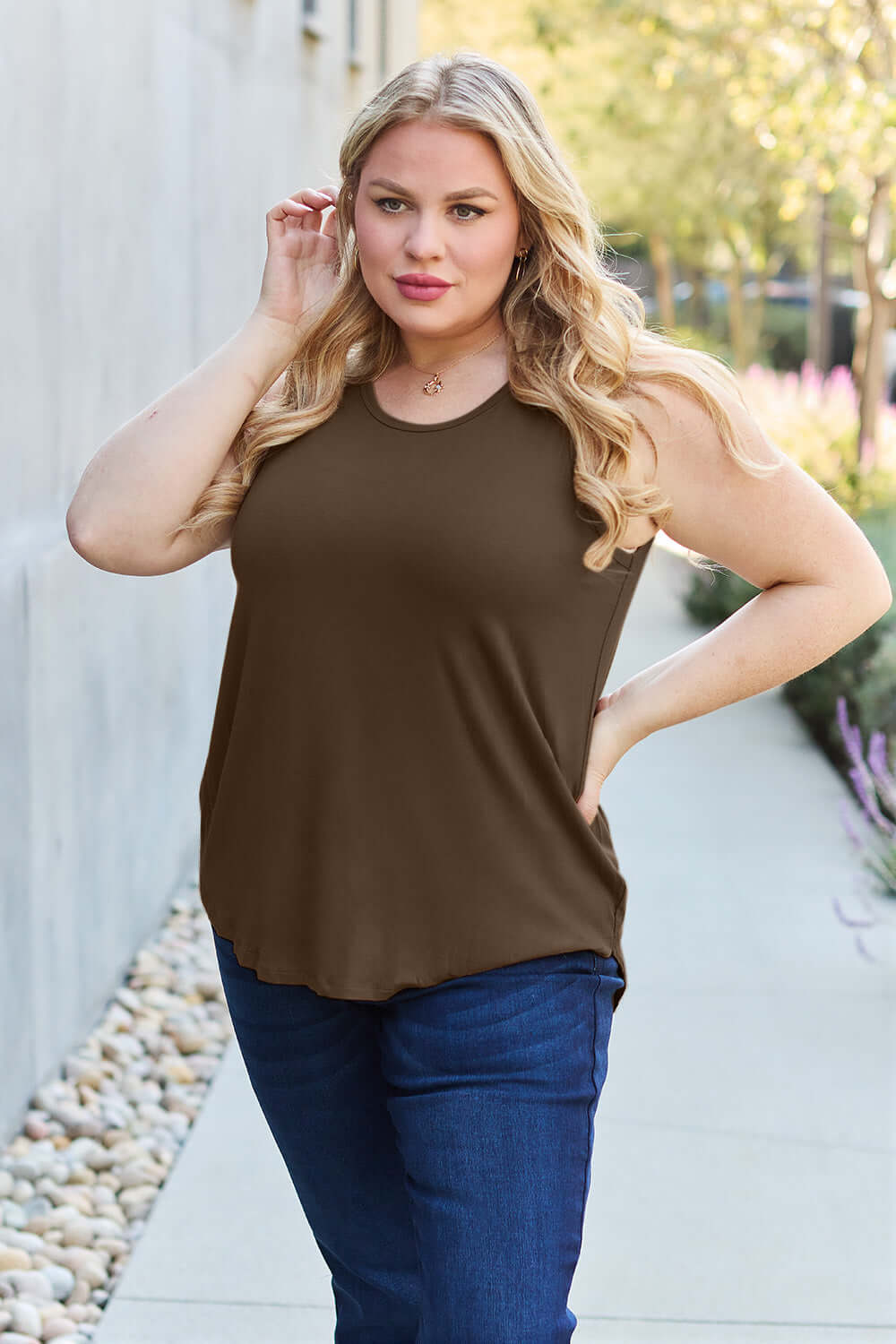 BASIC BAE Full Size Round Neck Tank at Bella Road