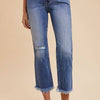 Annie Wear Distressed Raw Hem Straight Leg Cropped Jeans - Medium