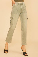 Stylish Annie Wear straight leg jeans with cargo pockets, perfect for casual and outdoor activities.