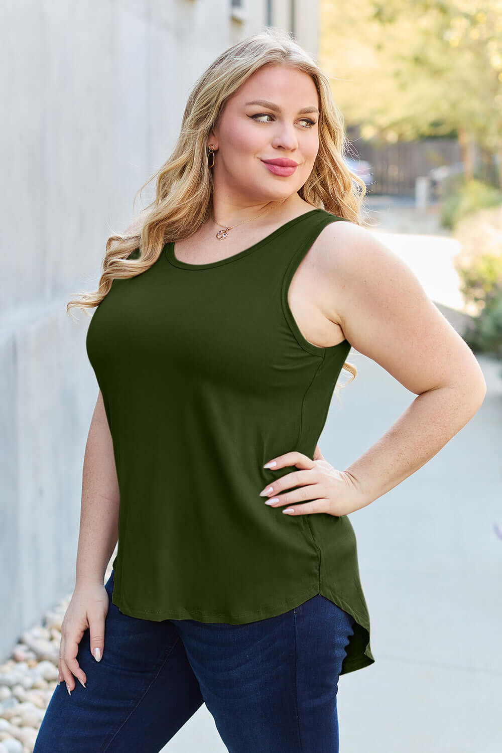 BASIC BAE Full Size Round Neck Tank at Bella Road