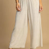 Umgee Full Size High Waisted Embellished Linen Pants Plus Size - OATMEAL