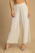 Umgee plus size high waisted embellished linen pants, elegant and breathable for stylish warm weather outfits.
