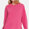 Zenana Full Size Pigment Dyed French Terry Sweatshirt - Hot Pink