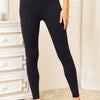 Double Take Wide Waistband Sports Leggings - Black