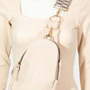 Fame Single Strap Faux Leather Sling Bag - Ivory