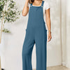 Double Take Wide Strap Overall with Pockets | Full Size - French Blue