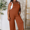 Double Take Wide Strap Overall with Pockets | Full Size - Ochre