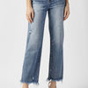 RISEN High Waist Raw Hem Straight Jeans - LIGHT