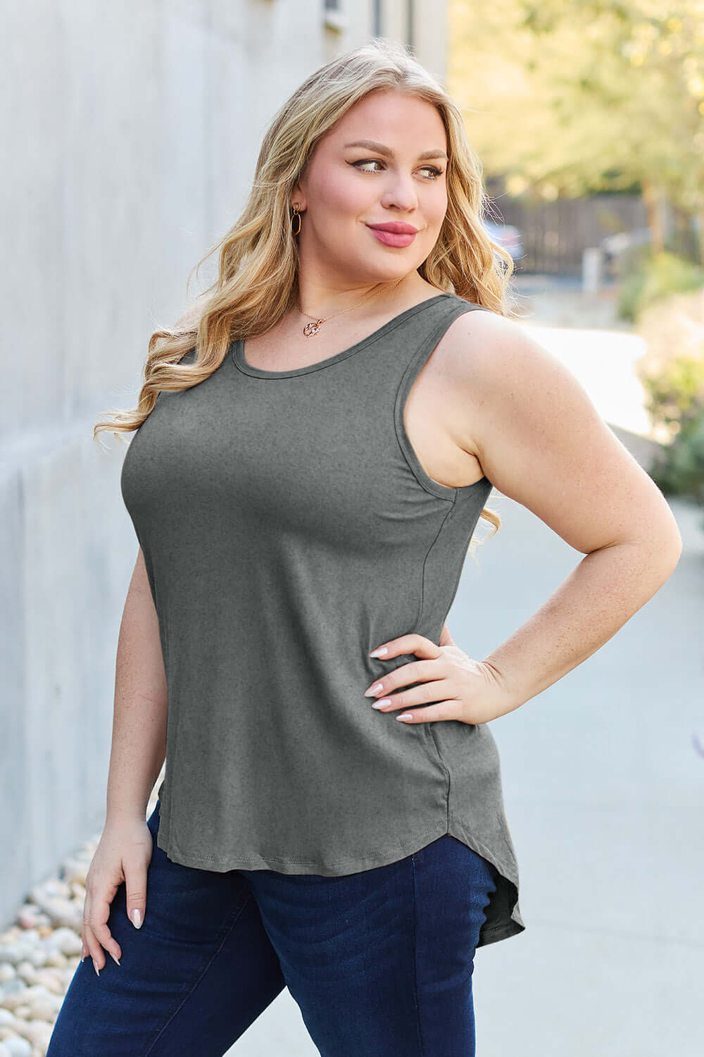BASIC BAE Full Size Round Neck Tank at Bella Road
