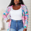 Double Take Floral Open Front Long Sleeve Cardigan - Floral