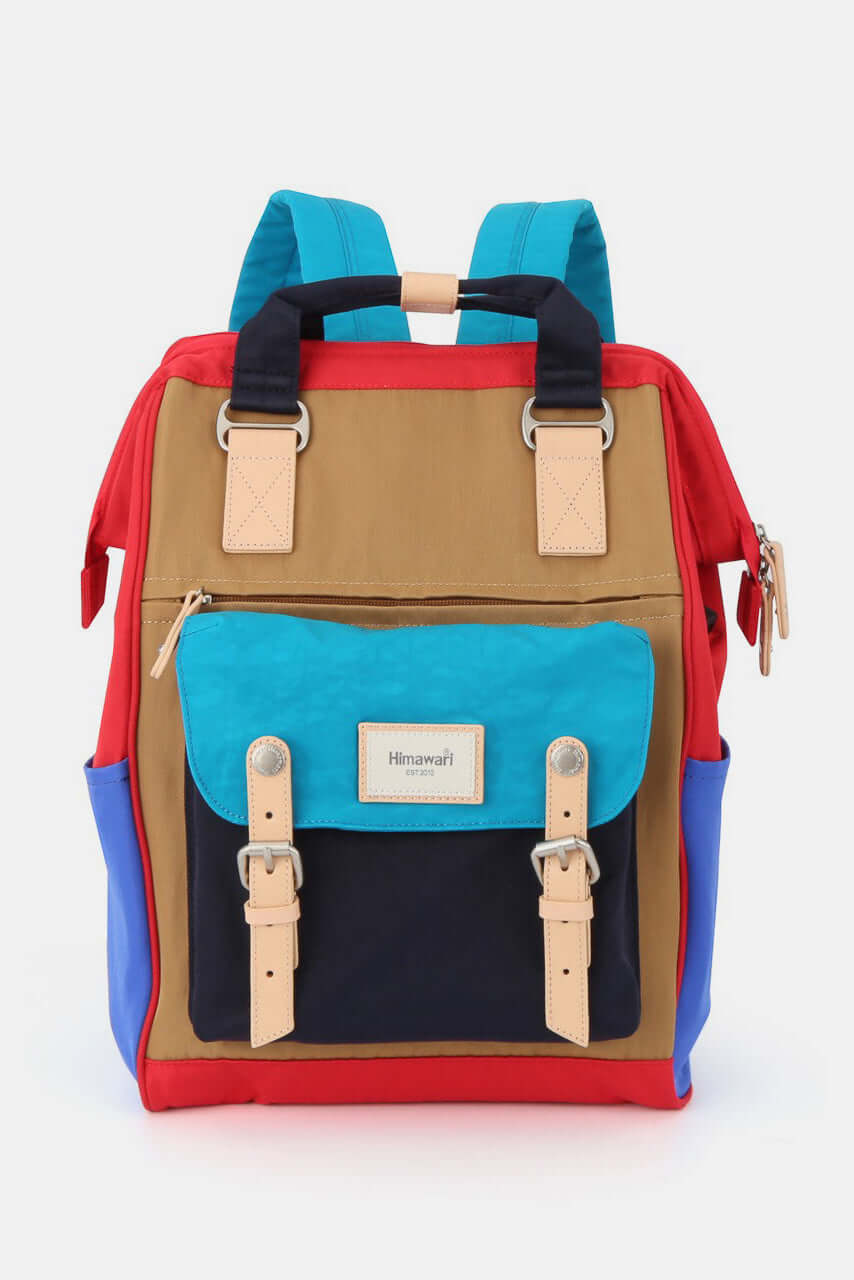 Himawari waterproof nylon backpack with colorful design and handles, perfect for students and travelers, featuring durable straps.