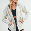 Aemi + Co Contrast Trim Zip Up Hoodie Jacket - Heather Bone