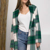 Double Take Plaid Button Up Lapel Collar Coat | Full Size - Green