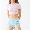 Distressed Ripped Denim Shorts - Aqua