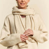 Davi & Dani V-Neck Dropped Shoulder Sweater with Scarf - Cream